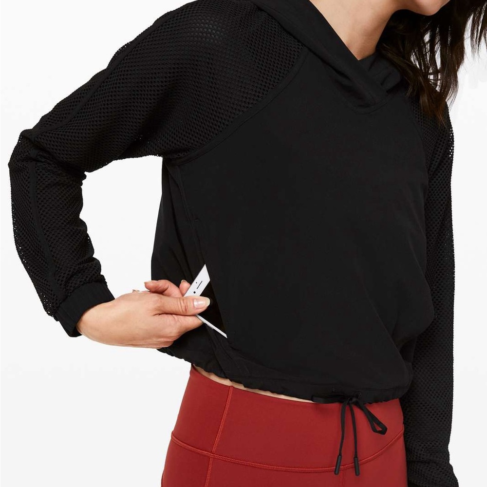Lululemon catch a breeze mesh hooded pullover crop jacket size 4